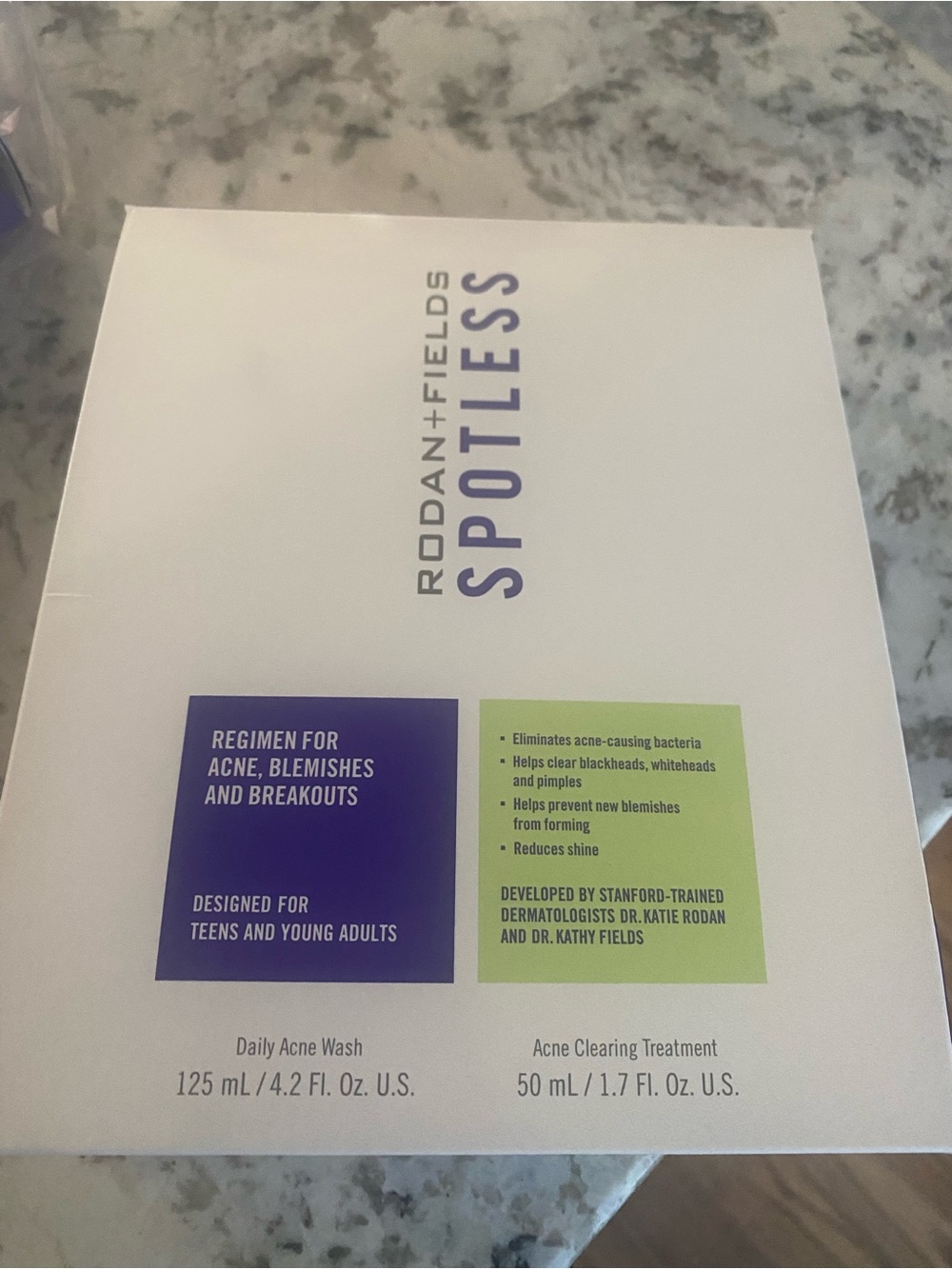 Rodan + Fields Spotless Skincare Set - White with Purple & Lime Accents